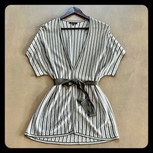 AK Anne Klein belted short sleeve cardigan